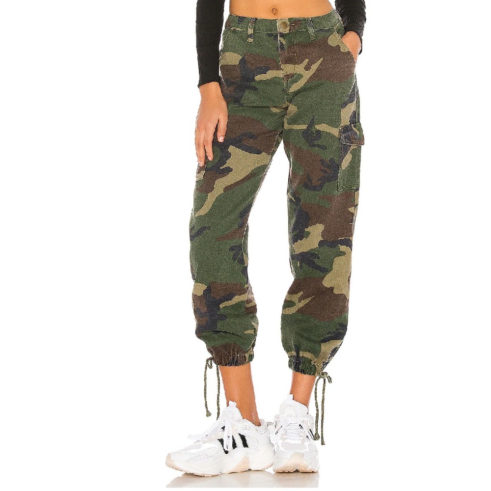 SUPERDOWN Kayla Camo Jogger Pant REVOLVE Women Size 30 *MENDED* Tie Leg Openings